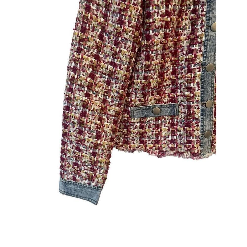 Ecru Womens Small Tweed Knit Button Up Jacket Beetroot - Picture 5 of 13